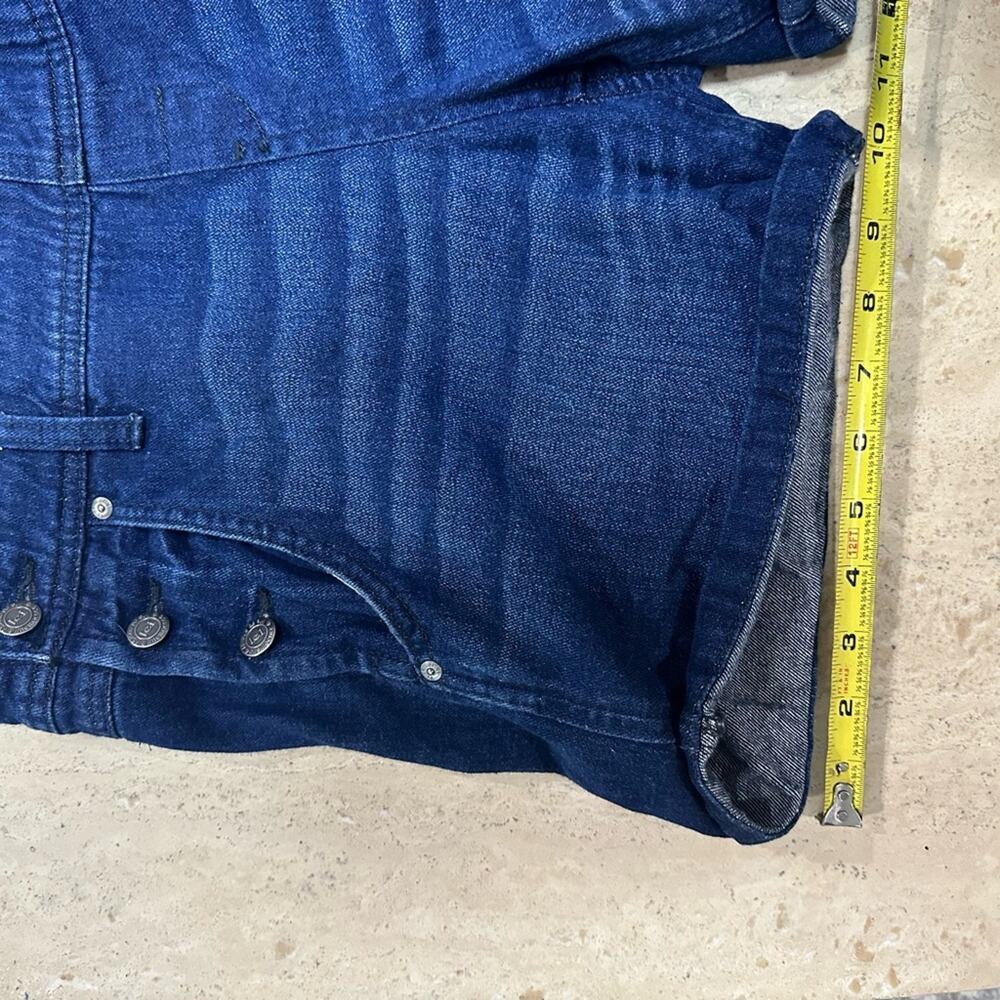 L.E.I. Dark Wash Denim Overall Shorts Size S - Picture 3 of 8
